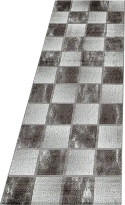 Produktbild von Teppich Läufer Wohnzimmer Braun 80x250 Kariertes Design aus Polypropylen