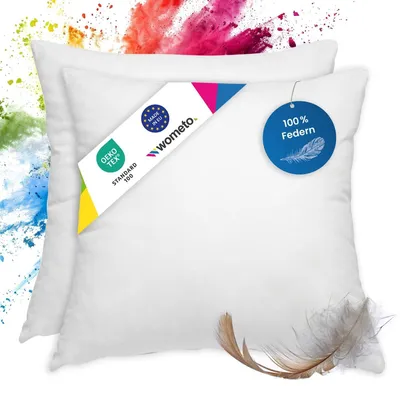 Productafbeelding van Set van 2 Kussens 40x40 cm - 100% Dons met Katoenen Hoes, Wasbaar en Gecertificeerd