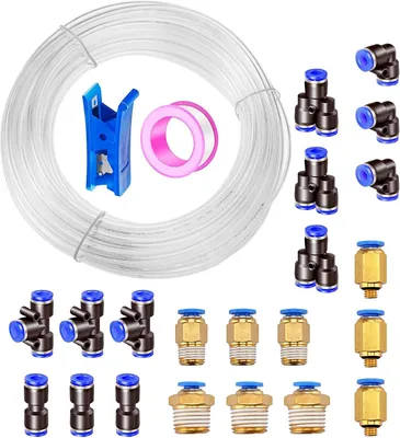 Image de Tuyau pneumatique de 20 mètres, en polyuréthane, diamètre extérieur de 6 mm, diamètre intérieur de 4 mm, avec 21 raccords, pour air comprimé