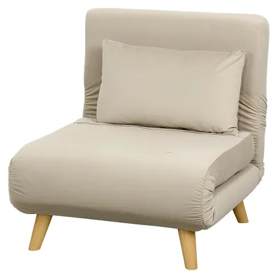 Produktbild von 3-in-1 Schlafsessel Klappbar mit Bettfunktion und verstellbarer Rückenlehne in Leinenoptik, Relaxsessel für Wohnzimmer und Schlafzimmer, 72 x 78 x 79 cm, Beige