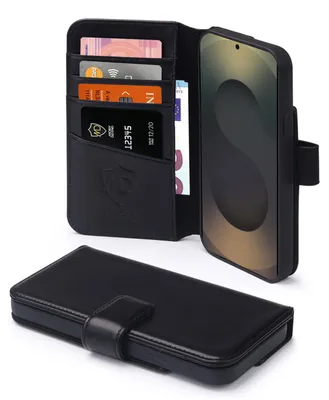 Productafbeelding van MobyDefend Hoesje - Geschikt voor Samsung Galaxy S25 Ultra  - Luxe Leren  Wallet Bookcase - Zwart