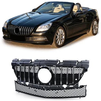 Sport Kühlergrill Schwarz Glanz Chrom für Mercedes SLK R172 Vorfacelift 2011-15 – Produktansicht