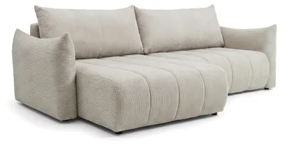 Image de Canapé d'angle Flo, avec fonction couchage, pour salon, tissu Poso, beige (100)