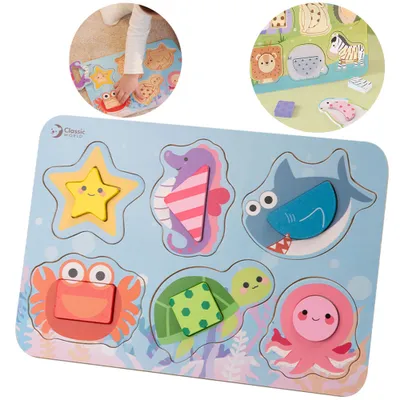 Image de Classic World Puzzle en bois Animaux de l'océan - Jouet éducatif 13 pièces