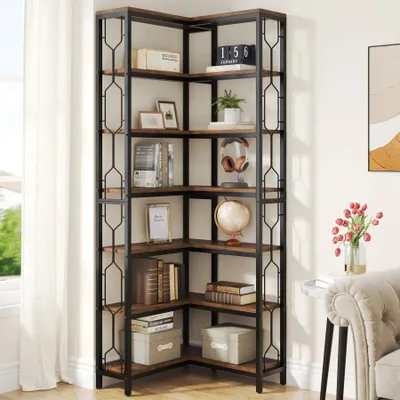 Immagine prodotto di Libreria - Mobile angolare - Armadi - Mobile da cucina - 200 cm x 60 cm x 60 cm - Marrone scuro/Nero