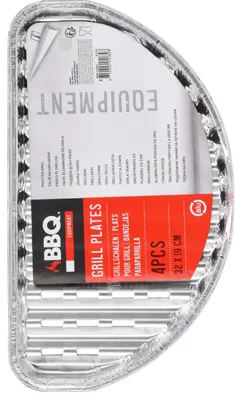 Zdjęcie produktu dla Zestaw 4 aluminiowych, półokrągłych tacek na grilla 32x19cm Jednorazowe