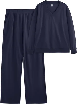 Produktbild von Damen Rippstrick-Trainingsanzug Sport Loungewear Dunkelblau XL