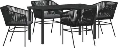 Image de vidaXL Ensemble de jardin 5 pcs noir Acier revêtu par poudre