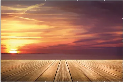Produktbild von Wallario Wandbild Steg am See - Sonnenuntergang und roter Himmel, Größe: 61 x 91,5 cm, Poster mit rahmenlosen Bildhalter