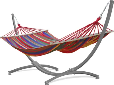 Produktbild von Potenza Outdoor Hängematte mit Gestell für 2 Personen I Stabhängematte XXL 220x160, 200kg I Grau Hängemattengestell 220kg Wetterfest