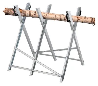 Produktbild von Relaxdays Sägebock, Holzsägearbeiten, klappbar, Sägegestell für Kettensägen, HBT: 80x80x85 cm, Holzbock, Stahl, silber