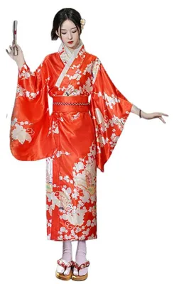 Produktbild von Japanisches Kimono-Kostüm für Damen – Traditioneller Yukata mit Blumenmuster