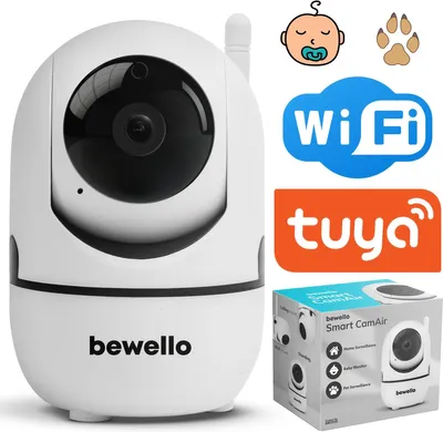 Image de Bewello Smart WiFi IP Camera 1080p - 360° Pan/Tilt, Vision nocturne, Détection de mouvement, Audio, TuyaSmart, Alexa/Google Home