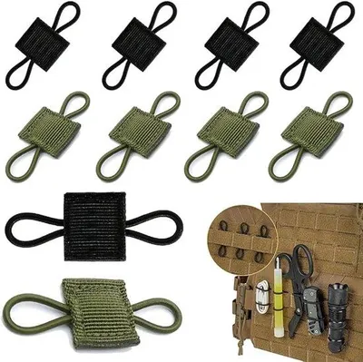 Produktbild von Famanu Set von 10 Molle-taktischen Befestigungsbändern - 5 Schwarz und 5 Olivgrün
