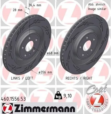 Produktbild von 2x ZIMMERMANN Bremsscheibe 460.1556.53 für PORSCHE Macan (95B) 36mm 9 1kg 356mm