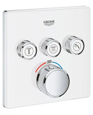 Produktbild von GROHE Grohtherm SmartControl Thermostat Fertigmontageset mit 3 Absperrventilen, eckige Ausführung