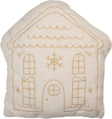 Produktbild von Clayre & Eef Dekokissen Haus 45x40x10 cm Weiß Polyester Weihnachten