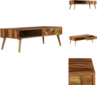 Zdjęcie produktu dla vidaXL Stolik kawowy z litego drewna z miodowym wykończeniem 110x50x37 cm - Stoliki kawowe