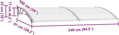 Produktbild von vidaXL Türvordach Grau 240x100 cm PC