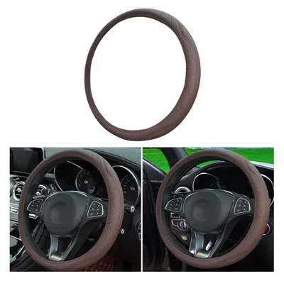 Immagine prodotto di Copertura per volante auto in microfibra, effetto pelle, sportiva, antiscivolo, universale, 38 cm, colore caffè