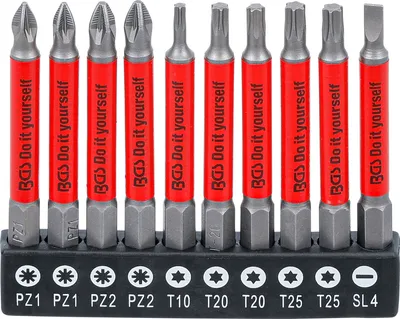 Produktbild von BGS Diy 4831 | Antirutsch-Bit-Satz | magnetisch | 70 mm | 10-tlg.