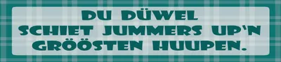 Produktbild von vianmo Blechschild 10x46 cm Du Düwel schiet Jummers up´n gröösten Huupen