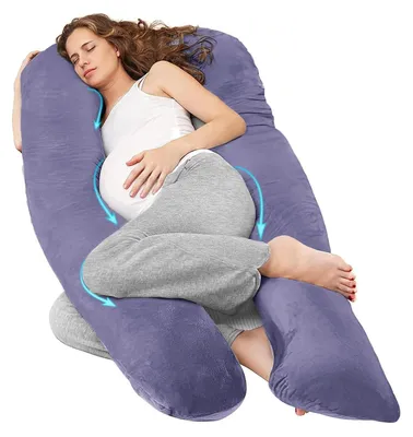 Image de Coussin de grossesse en forme de U - Soutien complet du corps avec housse lavable