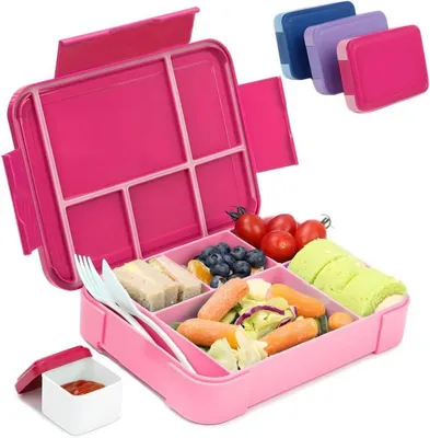 Produktbild von Bugucat Brotdose Kinder mit Fächern 1330ML Lunchbox Auslaufsicher Besteckset