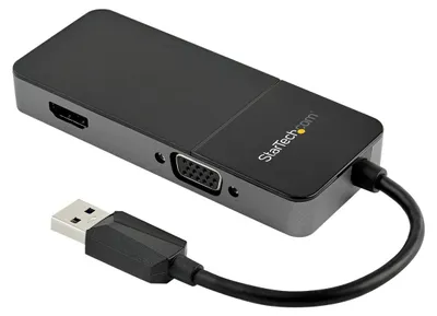 Produktbild von StarTech.com USB 3.0 auf HDMI und VGA Adapter - 4K/1080p USB Typ-A Dual Monitor Multiport Konverter - Externe Video Grafikkarte für mehrere Bildschirme - Multi Display USB Adapter, 3.2 Gen 1 (3.1 Gen 1), USB Typ-A, HDMI-Ausgang, VGA-Ausgang (D-Sub), 3840 x 2160 Pixel