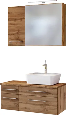 Produktbild von Waschtisch-Set Handwaschplatz Gästebad Waschplatz Badmöbel Set "Davos XVII" Wotan Eiche