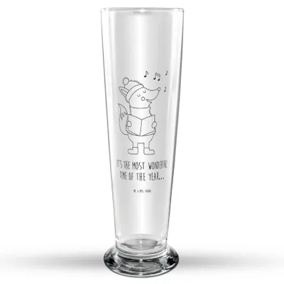 Produktbild von Mr. & Mrs. Panda Bierglas Fuchs Sänger - Transparent - Geschenk, Bier Glas, Weihnachten, Heiligabend, Bierbecher, Winter, Glasbecher, Glasbierglas, Weihnachtslieder