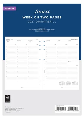 Produktbild von Filofax Deskfax Wochenplaner 27-68612 mit Terminen Englisch 2027