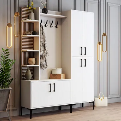 Produktbild von Chiuro - Flurmöbel, 150x35x200h cm Weiß, Garderobe
