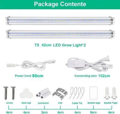 Image de 2pcs 42cm LED T5 lampe de plante spectre complet lumière de plante serre plantes d'intérieur lampe de croissance