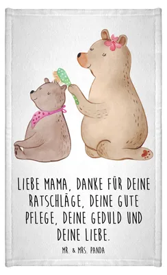 Produktbild von Mr. & Mrs. Panda Handtuch Bär Kind - Weiß - Geschenk, Mama, Familie, Muttertag, Frotteetuch, Bären, Gästetuch, Klein, Baumwollhandtuch, baumwolle, Mutter