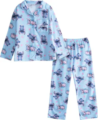 Produktbild von Lilo & Stitch - Schlafanzug mit langer Hose für Mädchen, Langärmlig NS9657 (116) (Blau)