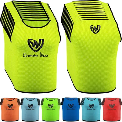 Produktbild von 10x Fußball Leibchen Trainingsleibchen Markierungshemd Fußballleibchen für Kinder Jugend und Erwachsene, Farbe:Gelb, Bibs:Junior (M)