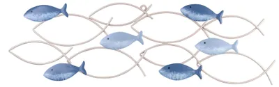 Produktbild von Wandbild Fische Metall L70cm Blau Taupe Maritim Wanddeko Metalldeko Wandskulptur
