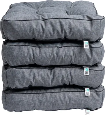 Produktbild von TexDeko® 4er Pack Loungekissen Gartenpolster für Rattanmöbel UV-Schutz & Wasserabweisend 55x55x12 cm (Grau)