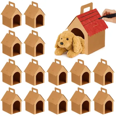 15 Geschenkboxen Hundehüttenform, 12x10x18 cm, braun