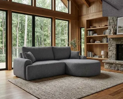 Produktbild von Ecksofa TERACINA Nordelo mit Schlaffunktion und Bettkasten Universal L/R 246 cm Stoff GLOW19 DUNKELGRAU