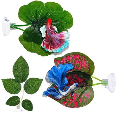 Productafbeelding van Aquariumdecoratieset met bladmotieven - Lichtgewicht - 3 stuks - Accessoires voor aquaria