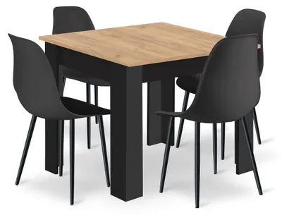 Obrázek produktu pro Nábytek set stůl 80x80 artisan černý + 4 židle černá kuchyně