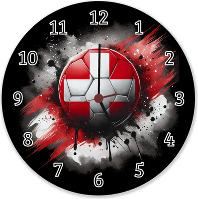 Produktbild von Fußball Schweiz Flagge Wanduhr aus Alu