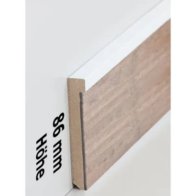 Produktbild von Design-Fußleiste für Vinylboden "Frankfurt" - weiß - 86 mm Höhe (MDF foliert - 725.7631)