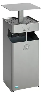 Produktbild von Kombiascher mit Schutzdach und Sieb | 38 Liter, HxBxT 88x35x35cm | Verzinkter Stahl | Silber