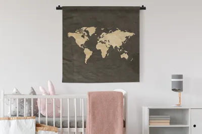 Produktbild von MuchoWow® Wandteppich Wandbehang Weltkarte - Vintage - Farben 90x90 cm Tapisserie Dekoration Wandtuch - Wandaufhänger