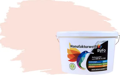 Produktbild von RyFo Colors Bunte Wandfarbe Manufakturweiß Rosenweiß 10l  - weitere Weiß Farbtöne und Größen erhältlich, Deckkraft Klasse 1, Nassabrieb Klasse 1