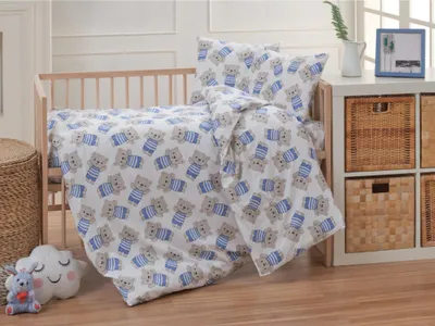 Produktbild von Baumwoll-Babybettwäsche 140x200, 70x90cm Teddybär