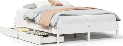 Productafbeelding van vidaXL Massief houten bed zonder matras, wit, 140x190 cm, van grenenhout
